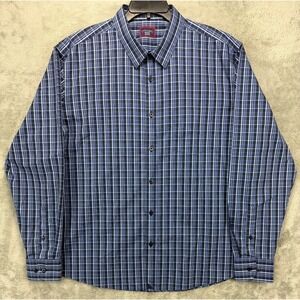 Untuckit Men's‎ Romorantin Shirt XXL Blue Plaid Wrinkle Free Button Up
